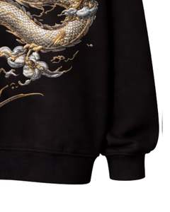 Sweat-shirt en molleton noir surdimensionné personnalisé pour femme, col montant, imprimé dragon, pull chaud décontracté, streetwear, haut tendance hiver - Product Image 6