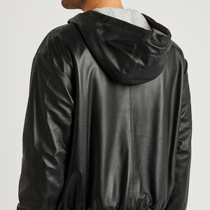 Sweat-shirt unisexe noir à capuche coupe-vent en coton oversize, couleur unie décontractée avec poches, idéal pour l'hiver, anti-boulochage - Product Image 6