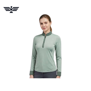 Haut de cyclisme pour femme à col montant, manches longues, tricoté, couleur unie, avec fermeture éclair, en Spandex et Polyester, respirant - Product Image 1