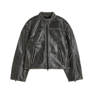 Nouveautés Mode Décontractée Confortable Style Unisexe Veste Ample en Cuir Souple avec un Look Vieilli - Product Image 6