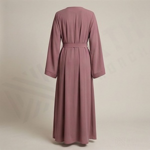 New Design Modern Women <b>Islamic</b> <b>Clothing</b> Cotton Juba Abaya Dress Custom Logo Made With Pleated Waist Modest Fashion Supply - Product Image 2