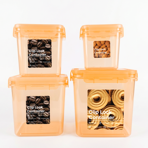 Juego de 4 recipientes cuadrados para almacenamiento de alimentos con cierre hermético y sellado de silicona a prueba de fugas. |   Organizador de Cocina y Despensa - Product Image 1