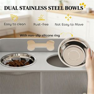 Ciotola rialzata grigia per cani con spazio di archiviazione integrato per alimentatori per animali domestici - Product Image 4