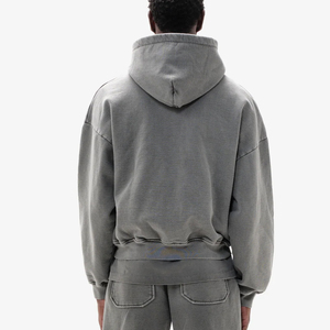 Unisex Solid Color <b>Zip</b> <b>Up</b> Hoodie Sweatshirt Cotton Fleece Full <b>Zip</b> <b>Jacket</b> Casual Loose Fit Streetwear - Product Image 3