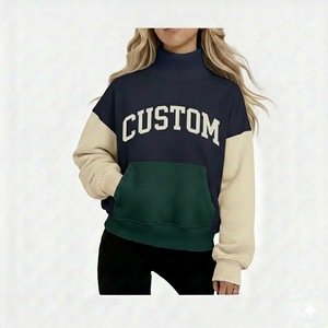 Sudadera Personalizada de Otoño para Mujer, Manga Larga, Tejido Grueso, Cuello Alto, Letra Bordada en la Parte Delantera, Transpirable y Ecológica - Product Image 5