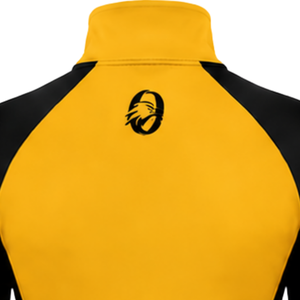 Haut de sport pour femme à col zippé, jaune doré, manches longues, ajusté, pour entraînement sportif, col montant, avec passe-pouce, performance Activewear - Product Image 6