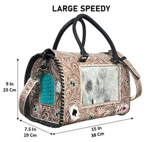Nuevo Set de Bolsos Grandes de Cuero Grabado a Mano Estilo Western, de Piel de Vacuno con Pelo, Bolso de Moda para Mujer, Bandolera y Bolsa de Viaje Personalizada - Product Image 2