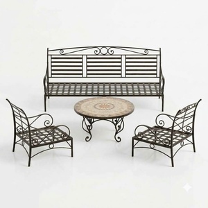 Juego de Sofás de Hierro Forjado de Lujo, Diseño Tradicional, Duradero, Resistente al Agua, Muebles de Jardín, Sofá para Sala de Estar - Product Image 2