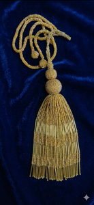 Elegant Gold Beaded <b>Curtain</b> Tieback Tassel Decorative Rope Holdback for Drapes Window Treatment Accessory - Product Image 2