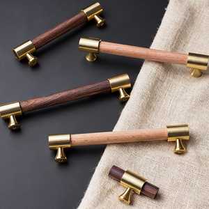 Tirador de Gabinete de Lujo de Madera y Latón, Tirador Cilíndrico Moderno para Cajones, Herraje Premium para Muebles de Cocina y Armarios, Artesanía Natural - Product Image 5