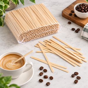EcoRev Bâtonnets à mélanger plats en bambou modernes, 1000 pièces, biodégradables, pour café et thé, usage professionnel - Product Image 6