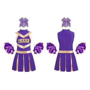 Conjunto de faldas sin mangas de alta calidad estilo profesional para equipos de baile de alta energía para niñas, uniforme de porristas infantiles - Product Image 2