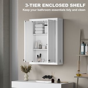 Mobile da Bagno Moderno Bianco da Parete con 2 Ante e 2 Ripiani Regolabili - Product Image 4