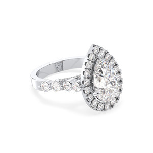Bague halo en or blanc 14 carats avec diamant de laboratoire HPHT CVD, prix de gros REYES Factory, pour femme, cadeau de fiançailles de luxe, bijoux fins - Product Image 3