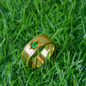 Bague Cœur Émeraude avec Pendentif Halo, Bijoux de Luxe, Cadeau Élégant pour Femme, Argent Sterling 925 Plaqué Or 14K - Product Image 1