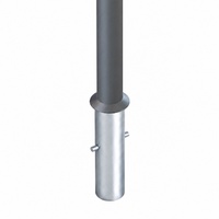 Poteau de sécurité en acier gris avec tête sphérique, verrouillage à clé, socle de fixation au sol, barrières amovibles, poteau moderne pour allée d'entrepôt