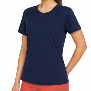 Camiseta Clásica de Cuello Redondo y Manga Corta para Mujer, en Poliéster Suave, Estilo Casual Básico, Corte Regular, Colores Sólidos, Personalizable - Product Image 1
