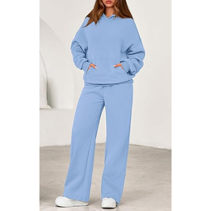 Conjunto de Sudadera con Capucha Casual para Mujer, Pantalones Deportivos Anchos y Sueltos, Traje de 2 Piezas de Felpa Suave - Product Image 2