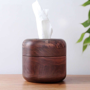 Boîte à mouchoirs ronde en bois personnalisée, support pour mouchoirs en papier de taille standard pour la maison, le salon, le bureau, la coiffeuse - Product Image 1