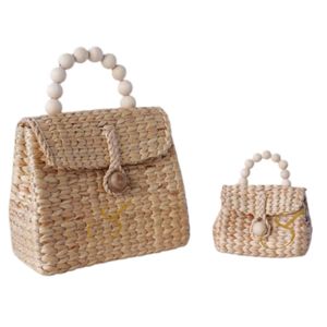 Bolsos a juego de jacinto de agua para mamá y yo: Correa de paja extraíble - Product Image 1