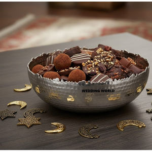 Tazón de Chocolate de Metal Plateado Martillado, Última Colección de Ramadán, Tazón de Chocolate de Metal Decorativo de Diseño Elegante - Product Image 5