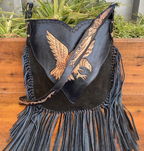 2024 Wholesale High Quality Hand Tooled Suede Leather Fringe Crossbody <b>Bag</b> Eagle Tooling Hippie Boho Women's <b>Large</b> <b>Shoulder</b> <b>Bags</b> - Product Image 4