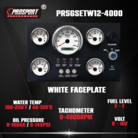 Set Instrumen Panel 5 Gauge Baru 85mm 52mm 12V Faceplate Putih LED Merah 316 Stainless Steel Chrome Rim IP67 Tahan Air Marine