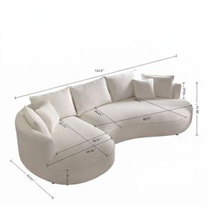 Canapé d'angle moderne en forme de L, recouvert de tissu, rembourré en mousse, pour salon, appartement - Product Image 4