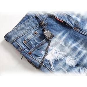 Venta al por mayor Rough-Style Mens Denim-Jeans Fashion-Blue Summer Pants Rough-Style Slim-Fit Men Stretched-Pants - Product Image 3