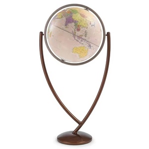 Globo Terráqueo de Metal de Latón de 30 Pulgadas (40 cm) con Mapa del Mundo Azul Plateado - Decoración de Escritorio Iluminada para Graduación - Product Image 1