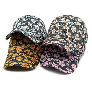 Unisex Floral Print <b>Baseball</b> <b>Cap</b> <b>Black</b> Pink Yellow Cotton Casual Hat Spring Summer Adult 56-58CM - Product Image 2