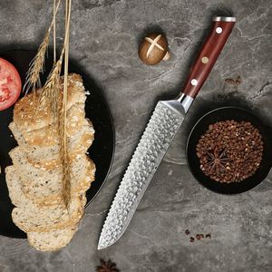 Cuchillo de Pan Personalizable de Acero de Damasco, Ambidiestro, Moderno, para Cocina, con Mango de Madera de Palisandro, Funda de Cuero, Apto para Lavavajillas - Product Image 6