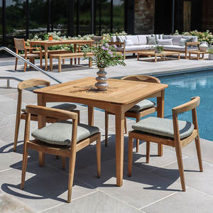Table de salle à manger extérieure carrée moderne en teck massif – Durable et résistante aux intempéries pour les projets de mobilier de restauration, de villas et d'hôtellerie - Product Image 2