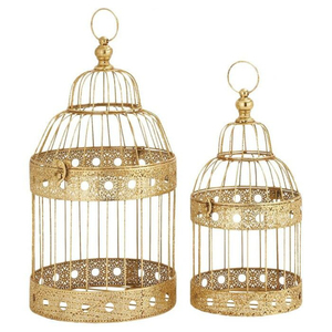 Cage à oiseaux ronde en fil de fer, suspendable, finition peinte, style classique, cage d'intérieur pour petits oiseaux, porte coulissante horizontale - Product Image 2