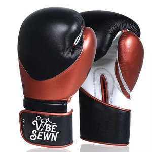 High Quality Leather Boxing Gloves Custom Made with Adjustable Hook and Loop Closure Customizable Logo on <b>Strap</b> Reasonable Price - Product Image 4