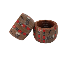 Anneaux de serviette en bois de qualité supérieure avec autocollants en émail colorés, design unique, vaisselle décorative artisanale de haute qualité - Product Image 3