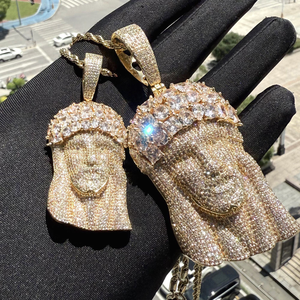 Collar de Plata de Ley con Colgante de Rostro de Jesús con Incrustaciones de Moissanita, Estilo Hip Hop, Aspecto de Diamante, Lujoso, Religioso, Brillante, para Fiesta - Product Image 4