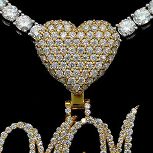 Pendentif double lettre VVS moissanite Pendentif diamant clouté de qualité supérieure Pendentif en moissanite avec caution personnalisée en forme de cœur - Product Image 5