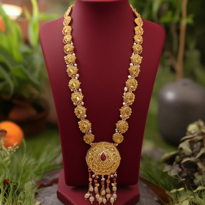 Conjunto de Joyería de Moda, Collar Largo Tradicional con Piedras de Pota Mate y Perlas - Product Image 2