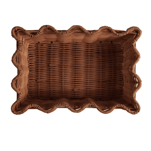 Wholesale Scalloped Rattan <b>Storage</b> <b>Basket</b> Eco-Friendly <b>Wicker</b> Tray For Tabletop Decor Premium Vietnam Rattan Organizer - Product Image 5