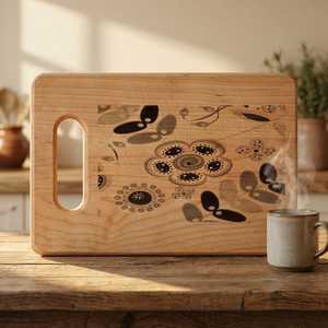 เขียงไม้แกะสลักลายผีเสื้อและดอกไม้  แผ่นไม้ไผ่สำหรับเสิร์ฟ - Product Image 1