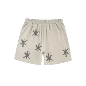 Pure Cotton Custom Rhinestone Drawstring Breathable Sun Fade <b>Shorts</b> Blank Vintage Distressed <b>Patch</b> Embroidery <b>Men</b> 's <b>Shorts</b> - Product Image 2