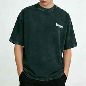 T-shirt court pour homme, surdimensionné, personnalisé, de haute qualité, en polyester/coton, décontracté, respirant, grande taille, effet délavé, imprimé, épais - Product Image 1