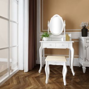 Modern Concise White <b>Makeup</b> Vanity 4 Drawer 360 Degree Rotation Dresser with Removable <b>Mirror</b> (=20407644) - Product Image 2