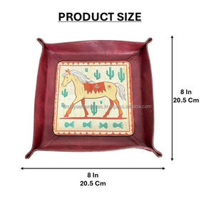 Plateau de rangement Valet Tray 2026 en cuir véritable de qualité supérieure, fait main, motif cheval western, pour la maison et le bureau - Product Image 2