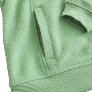Sweat-shirt à capuche zippé vert clair pour femme, couleur unie, manches longues, en coton tricoté, décontracté, pour l'automne - Product Image 2