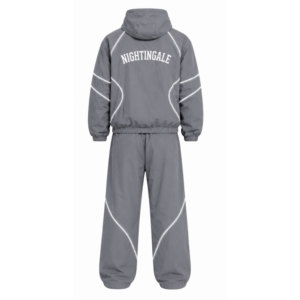 Conjunto deportivo de dos piezas de nailon transpirable, estilo vintage, con chaqueta y pantalones con cordón y cremallera para hombre. - Product Image 2
