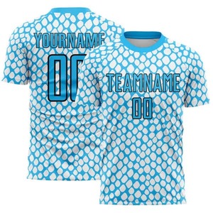 เสื้อฟุตบอลแบบซับลิเมชั่นสั่งทำพิเศษ แขนสั้น สีน้ำเงินลายจุด ระบายเหงื่อได้ดี ชุดทีม ทรงปกติ สำหรับผู้ชาย - Product Image 2