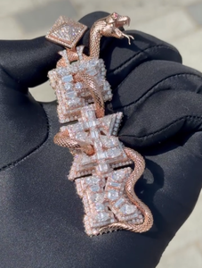 Collar con colgante de letra de serpiente con incrustaciones de moissanita, personalizado, de plata de ley 92.5% chapada en oro, estilo Hip Hop Bling para hombre - Product Image 6