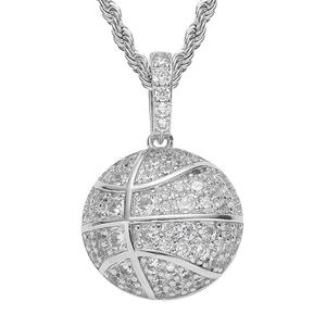 Basketball <b>Pendant</b> With Moissanite Stones <b>Solid</b> Yellow <b>Gold</b> Finish Iced Out Charm Style Unisex Charm Diamond Look <b>Pendant</b> - Product Image 1